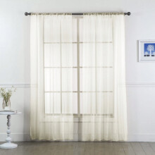 Linen Textured Sheer Curtains, Semi-Transparent Farmhouse Drapes with Rod Pocket, 2 Panels (54"x84"), Beige