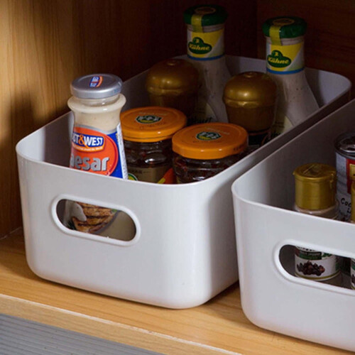 Plastic Storage Bins with Handles – For Pantry, Kitchen, Closets; Compatible with Home Organization 2
