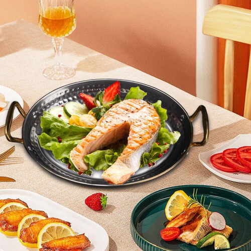 304 Πιάτο Paella από ανοξείδωτο ατσάλι με διπλές εργονομικές λαβές, αντικολλητικό 2