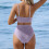 Σετ Tankini για γυναίκες σε ανοιχτό μωβ χρώμα: U-λαιμόκοψη, ψηλή μέση, έλεγχος κοιλιάς, 4