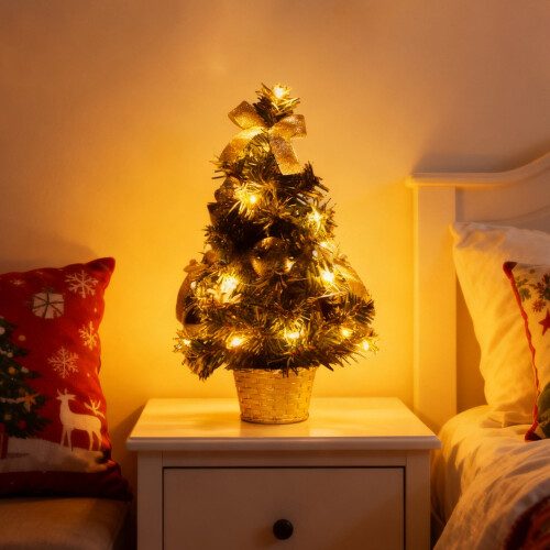 Árvore de Natal artificial de mesa vermelha JEWLALO de 12 polegadas com 2