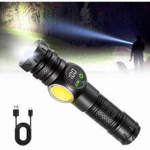 Wiederaufladbare 50000LM LED-Taschenlampe, zoombare taktische COB-Lampe mit 9 Modi und Magnet – geeignet für Camping/Notfälle