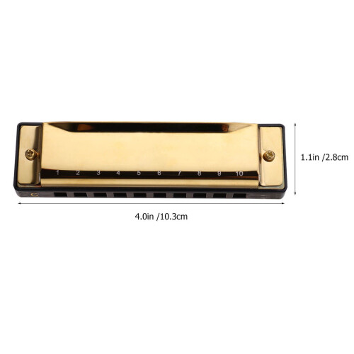 Golden Harmonica for Beginners 10 Holes Responsive Sound 1