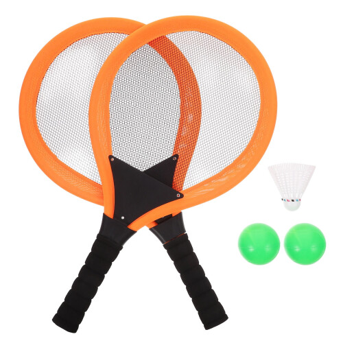 2 stk. badmintonracketer for barn, oransje plast, ovalt hode