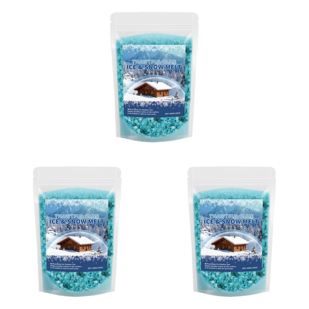 3 Pcs Car Window De-Icing Agent & Snow Salt, Pet Safe Ice Melt For Driveway, Sidewalk, Vehicle, Anti-Fog Winter Visibility 100G/ Pack 9085618347151