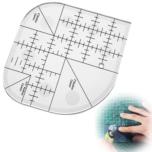 Righello con angoli curvi per quilting e cucito