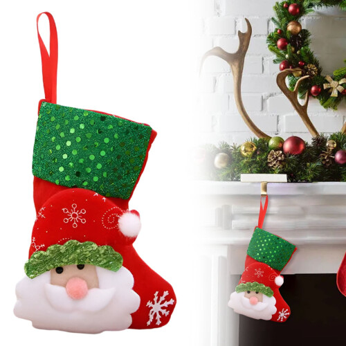 4 Mini Meias de Natal de Feltro com Boneco de Neve, Urso Polar e Papai Noel 2