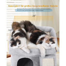 14in Tree Tower with 20*16.5in Perch Bed and Washable Top for Large Adult Cats, Light Gray - Dog Bed Compatible
