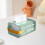 Caixa de lenços de papel retangular de plástico verde, ideal para presentear amigos. 4