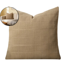 Housse de coussin décorative en lin à carreaux 45 x 45 cm, style champêtre vintage, bohème moderne, pour canapé, fauteuil ou chambre.