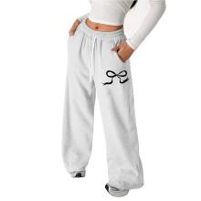 Girl Pants,Joggers Girls Bow Drawstring Lightweight Straight Leg Comfortable for Relaxation,School Kids Clothes,Z02 White,10-11 Years