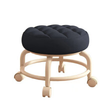 Mobile Low Rolling Stool with 360 Swivel Wheels, Leather Seat – Heavy-Duty Adjustable Roller Stool for Home Workshops, Garages & Black Décor