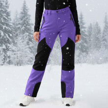 Snow Pants - Girls Insulated Ski Pants, Winter Warm Waterproof Snowboard Pants, Outdoor Hiking Snow Pants for Cold Weather Purple Size:150