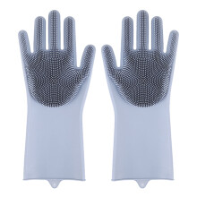 Luvas de silicone para lavar louça com escova, reutilizáveis.