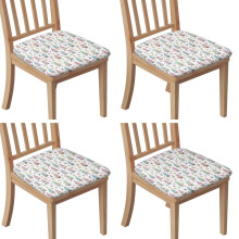 Ensemble de 4 housses de chaise de salle à manger blanches à motifs de Pâques et de gnomes, extensibles, imperméables et lavables, avec attaches