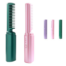 Hairdressing Comb, Ceramic Hair Straightening Comb 2-in-1 Cordless, Portable Frizz Control Styling Comb for Smooth & Shiny Hair, Mini Touch-Up Comb