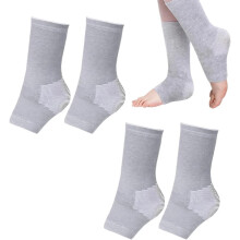 Bamboo Foot Sleeves Socks, 2026 New Comfort Foot Sleeves Socks for Arch Heel Ankle (Grey-2Pairs, S)