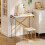 Makeup Vanity Set with Rotating Mirror PU Chair Gold White 3
