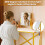 Makeup Vanity Set with Rotating Mirror PU Chair Gold White 5