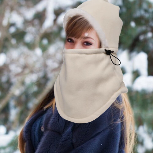 Gorro com capuz e cachecol à prova de vento para mulheres – Térmico para o inverno 2