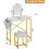 Makeup Vanity Set with Rotating Mirror PU Chair Gold White 7