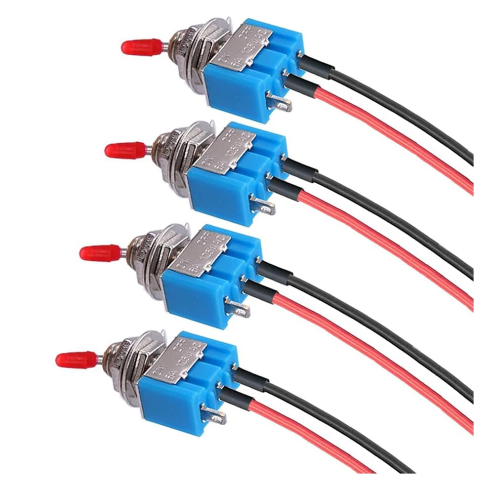 Toggle Switch With Pre-Soldered Wires On Off Spst 3A 250V 6A 125V 3 Pin 2 Positions Mini Toggle Switch For Truck Car 9558633953107