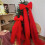 Extra grote kerststrik van gaas, wit en rood. 5