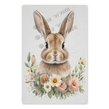Funny Floral Bunny Tin Sign – Easter Wall Decor for Garden, Kids' Room, or Shed – 8x12 in, Compatible with Rabbit-Themed Displays