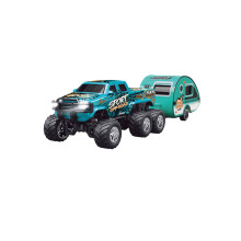 Camión monstruo Mini 1/64 RC con remolque, control por 2,4 GHz y aplicación, recargable, carrocería de aleación, luces, velocidad y dirección