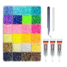 Resin Jelly Rhinestones for DIY Crafts, Mixed-Color Non-Hotfix Flatbacks with Glue, Tweezers & Pen – Compatible with Clothes, Tumblers, Shoes, Nails
