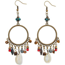 2 PCS Boho Beaded Tassel Earrings, Tibetan Hoop Vintage Fringe Drop Earrings, Retro Ethnic Jewelry for Women