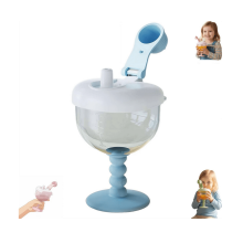 Leak-Proof Straw Cup, Goblet Shape with Clear Measurements, Stable Base, for Kids 12+ Months – 2Pcs (Blue)