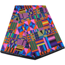 6 meter Afrikaanse Kente waxstof, 114 cm breed, polyester, etnische patchworkstof voor feestjurken, knutselprojecten en kledingaccessoires.