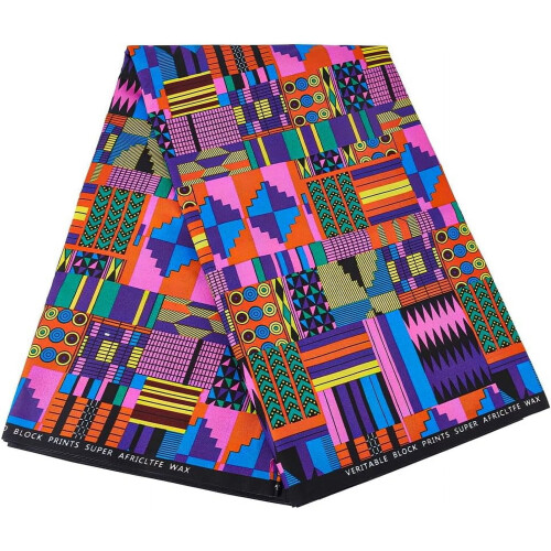 Ύφασμα αφρικανικού κεριού Kente 6Yards, πλάτος 45", πολυεστέρας, εθνοτικό patchwork για
