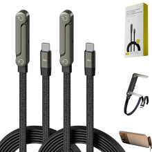 Cabo Carregador 2 em 1 com Suporte Invisível – Cabo de Carregamento Rápido de 240W com Suporte Integrado, 1,5 m (5 pés) Tipo C, compatível com