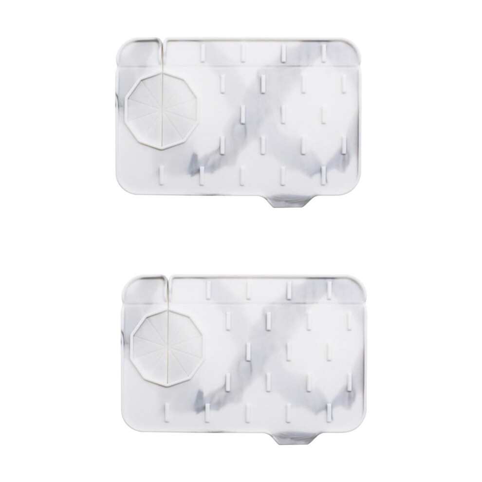 2Pcs Double-Sided Silicone Faucet Splashproof Pad, Waterproof Sink/Countertop/Shower Drain Mat, Black Â Compatible With Standard Fixtures 9555307547778