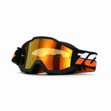 Motorcycle Goggles – Anti-Wind, Dust & Snow, Off-Road Dirt Bike & Ski Goggles (Black Frame, Orange/White/Red Lens)