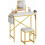Makeup Vanity Set with Rotating Mirror PU Chair Gold White 1