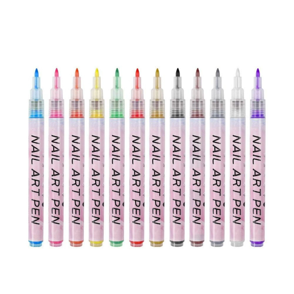 Nail Graffiti Pen Waterproof 3D Drawing Liner 12pcs