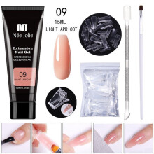 Kit de Unhas em Gel Poly Extension, Gel Transparente Nude Poly para Alongamento de Unhas, Kit Completo para Teste de Unhas Francesas com Mini Unhas