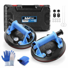 8" Heavy Duty Suction Cups for Glass, 2 Pack, 880 lbs Capacity, with Pressure Gauge & Carrying Case – Compatible with Windows & Tile