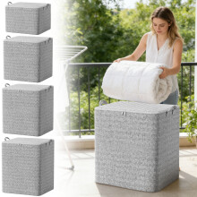 Cesta de almacenamiento de ropa con tapa, color gris, 220 L