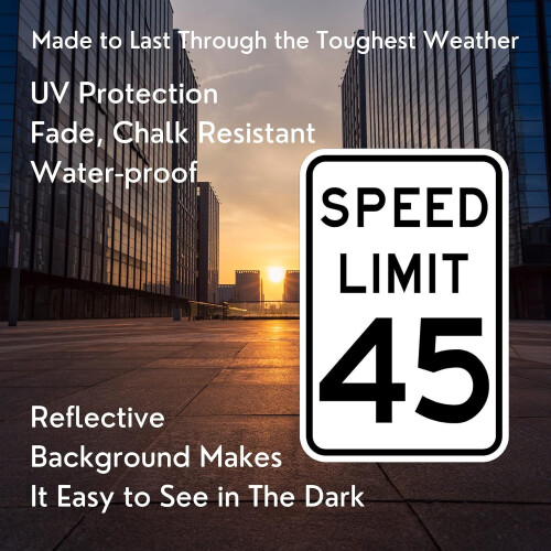 Speed Limit 45 - 12 x 18 Road Sign 1