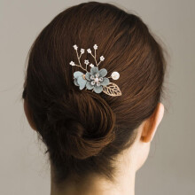 Set grüne florale Haarkamm-Clips für die Hochzeit