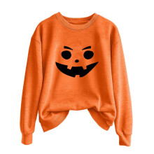 Pull d'Halloween pour femme, couleur unie, col rond, manches longues