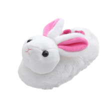 Toddler Slippers,Childrens Girl Slippers Cute Rabbit Design Warm Indoor Non Slip Cotton for Home Comfort,Kids Slippers,Z06 White,3.5-4.5 Years