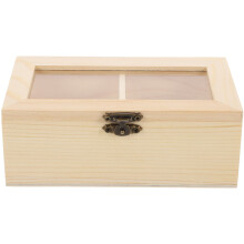 Porte-sachets de thé en bois à 2 compartiments, couleur beige, s'adapte à toutes les occasions.