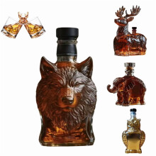 Carafe à whisky en forme de loup – Verre de qualité supérieure, 750 ml
