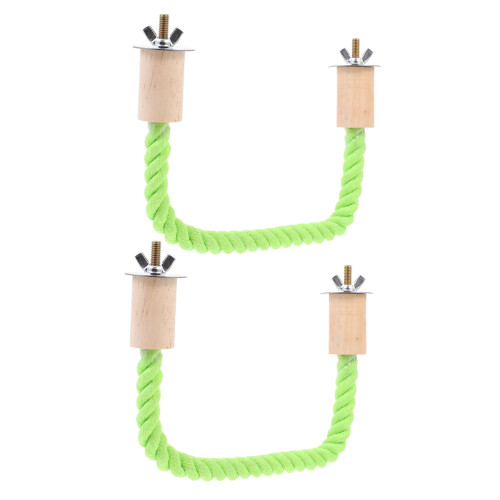 Bird Cage Standing Pole with Cotton Rope Green 2 pcs 2