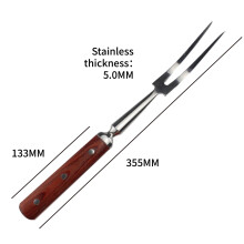 Outdoor Barbecue Tools BBQ Splitting Fork Wooden Handle Barbecue Fork Stainless Steel Meat Fork BBQ Grill Fork BBQ
